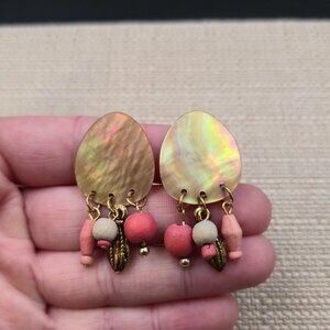 Silver Plated Egg Shape Colorful Shell Clip On Earrings A7003